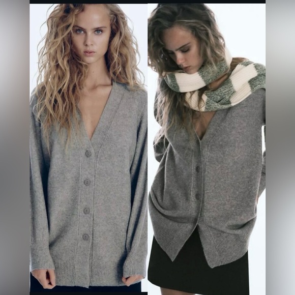 Zara Sweaters - ZARA Wool Blend Oversized Cardigan in Gray , size Large